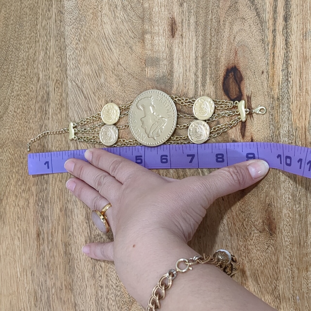 Greek Coins Multilayer Chains Bracelet - Picture 12 of 13